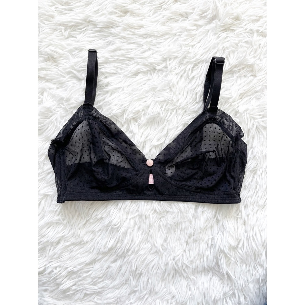 Victoria’s Secret Black Lace Polk-A-Dot Bra Size 34B